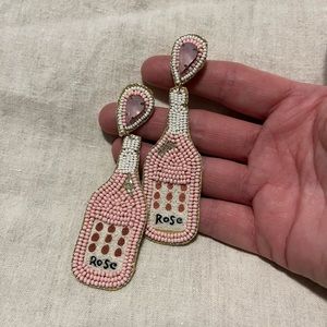 Felt and bead Rose earrings